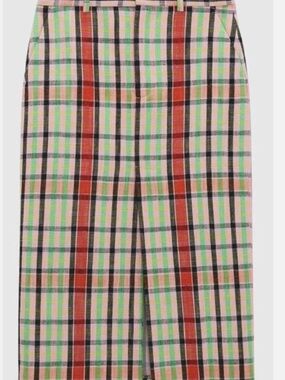 Zara Plaid Midi Skirt in Beige, Red, Green, Black size M